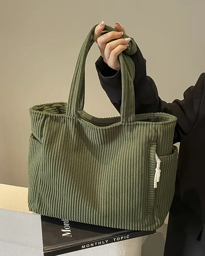 Tilda – Ribbet bæretaske med snoredetaljer