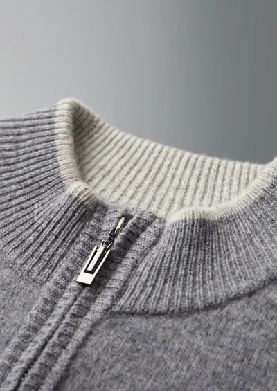 Sturla™ | Tofarget cardigan i merinoull med glidelås