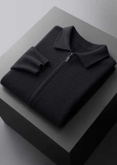 Oskar™ | Ekstrafin merinoull zip polo cardigan