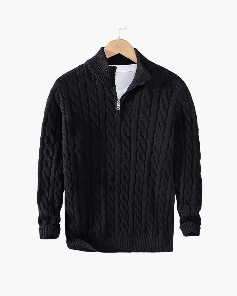 TAEBAEK Sweater med lynlås og kabelsøm