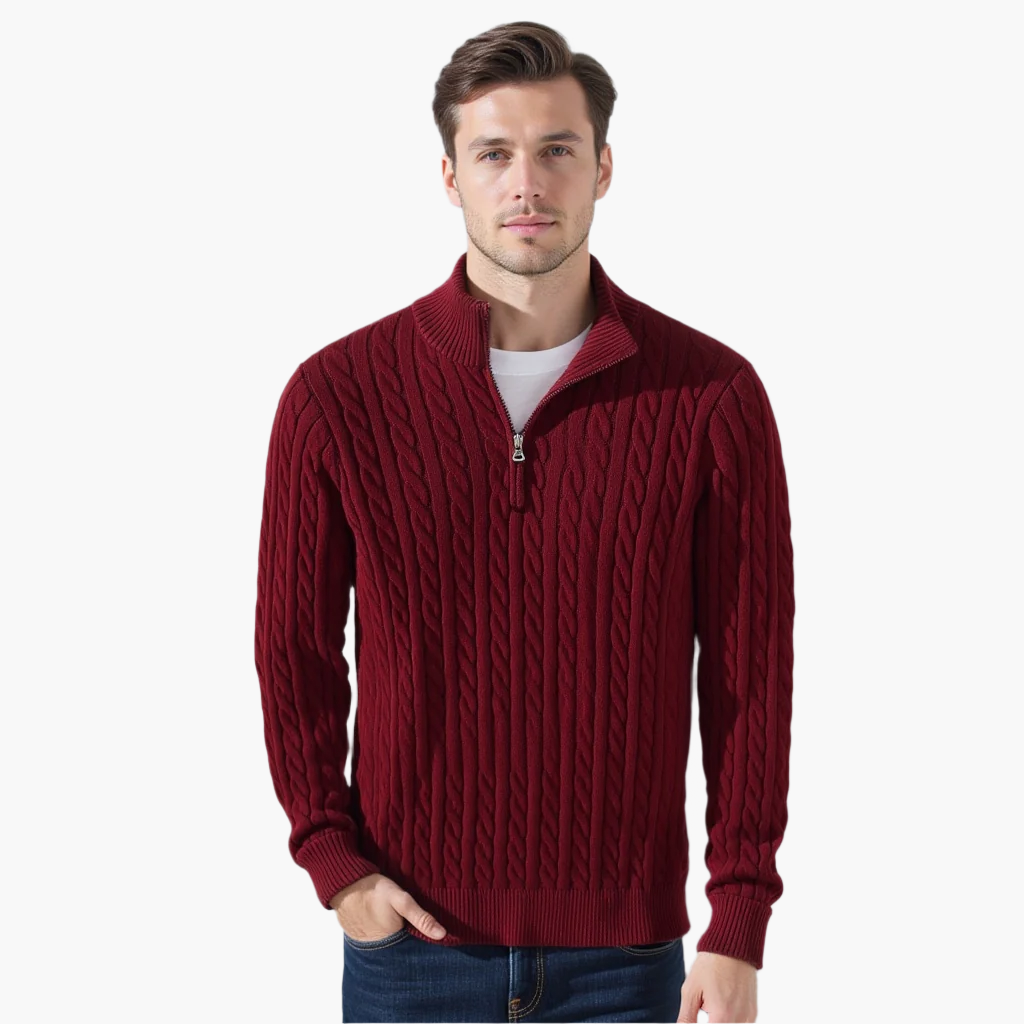TAEBAEK Sweater med lynlås og kabelsøm