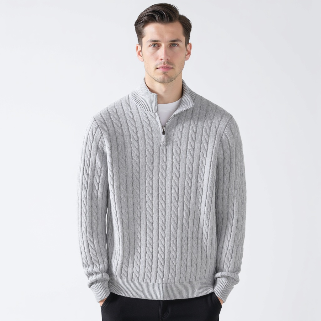 TAEBAEK Sweater med lynlås og kabelsøm