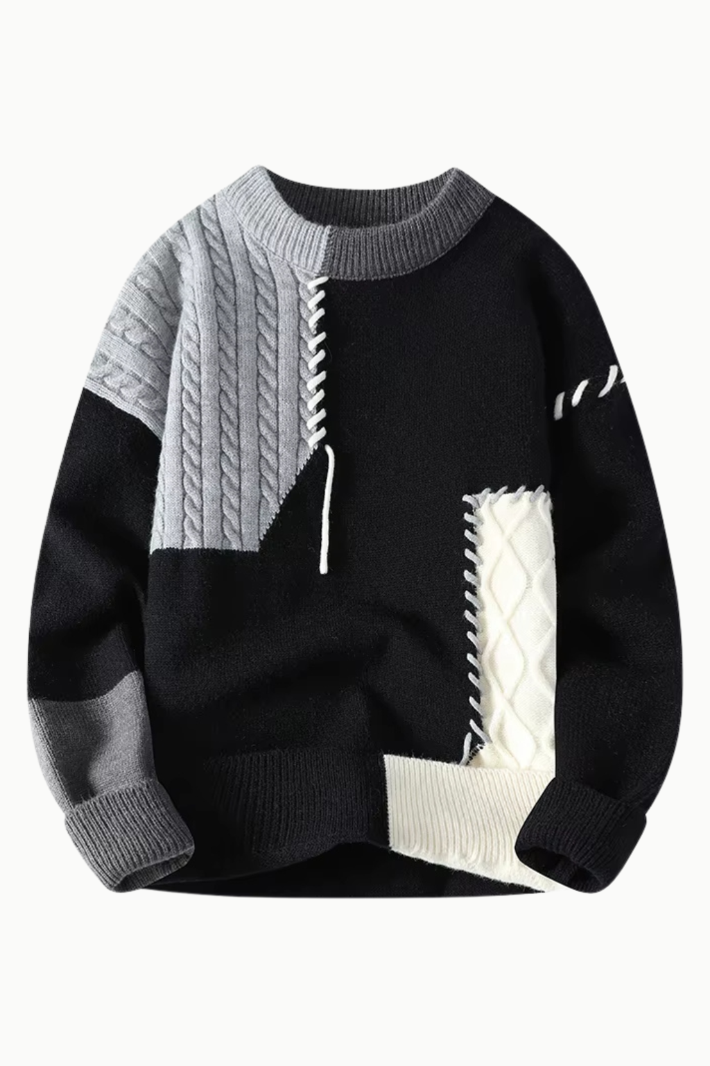 Mikkel™ | Patchwork strikket genser