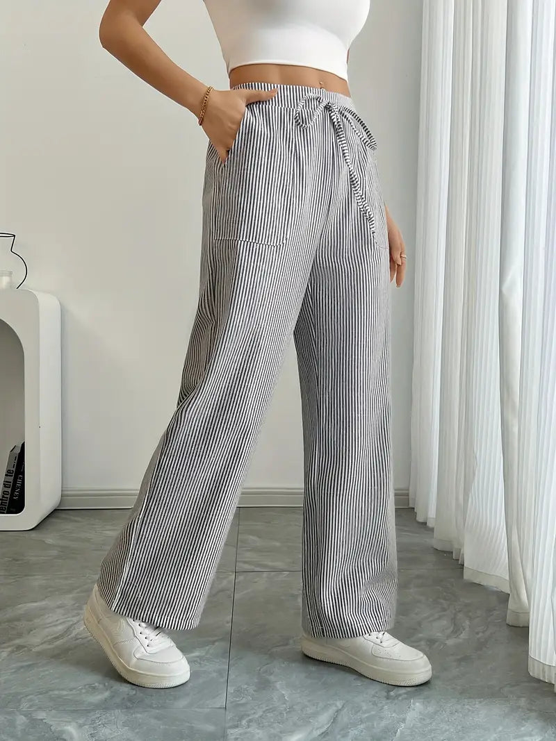 Alina I Elegante stribede bukser med lommer