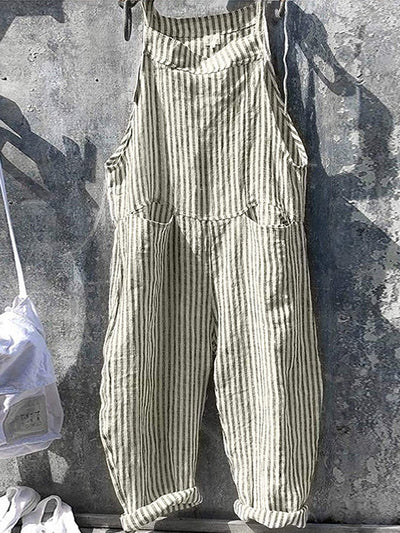 Stribet bredbenet overalls til kvinder